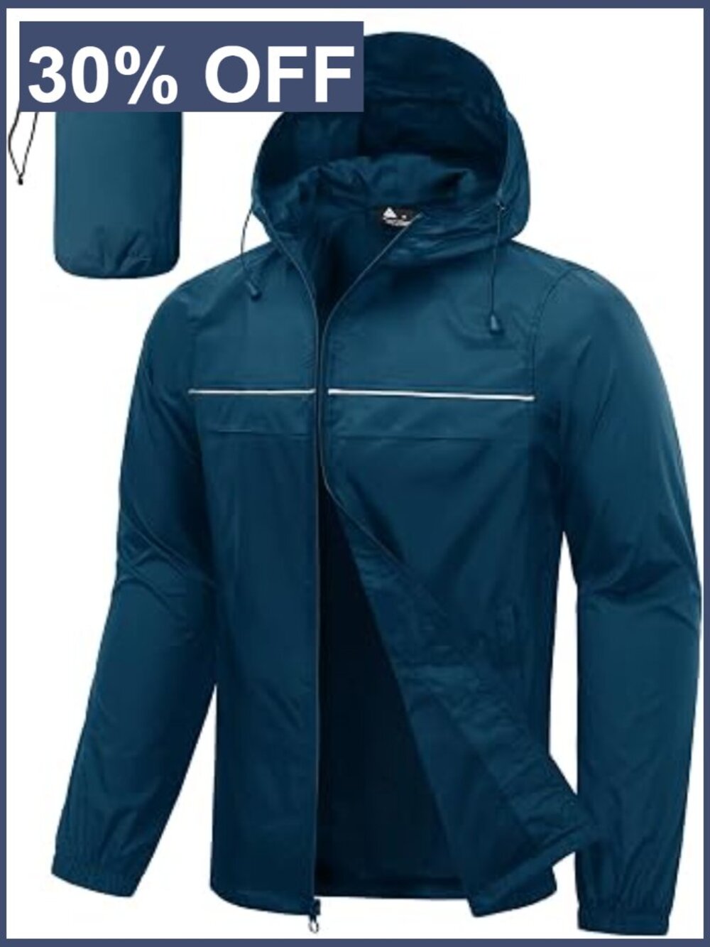 Waterproof Packable Rain Jacket Men Lightweight Hooded Shell Golf Hiking